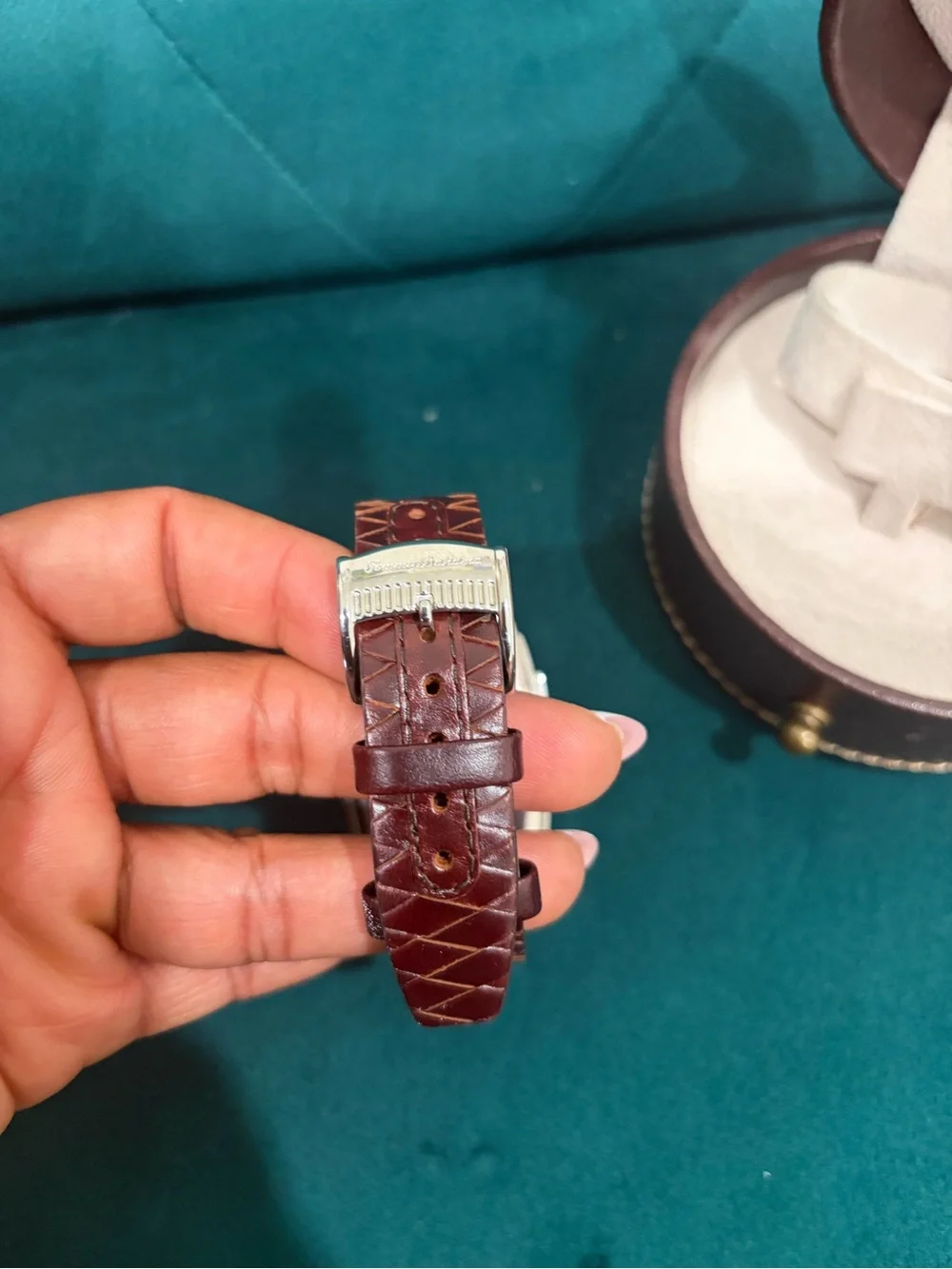 Brown Leather Chronograph Watch with Silver Case - Brand